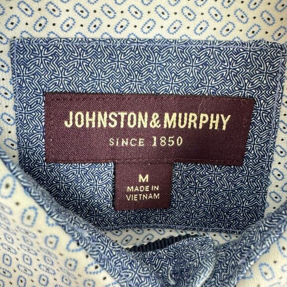 Johnston & Murphy Blue White 100% Cotton Collared Long Sleeve Button Up Men's M - Picture 6 of 8